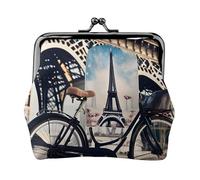 Romantico Parigi Torre Eiffel stampa bicicletta elegante unico portamonete carino mini portafoglio con chiusura a bacio impermeabile per monete