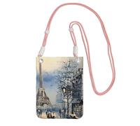 Romantico Parigi Torre Eiffel stampa borsa a tracolla per le donne, mini borse per telefono, carino portafoglio per telefono, per escursioni e viaggi regalo, rosa, Taglia unica