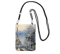 Romantico Parigi Torre Eiffel stampa borsa a tracolla per le donne, mini borse per telefono, carino portafoglio per telefono, per escursioni e viaggi regalo, Nero , Taglia unica