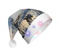 Romantico Parigi Torre Eiffel Stampa Cappello di Babbo Natale Con Luci A Led, Divertenti Cappelli Di Natale Per Adulti Per Capodanno Vacanze Party Forn