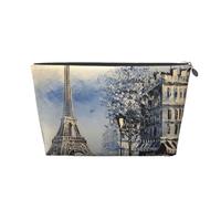 Romantico Parigi Torre Eiffel stampato in pelle da viaggio borsa trucco con cerniera oro per le donne in movimento, Argento, One Size, Beauty case