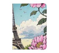 Romantico Parigino Torre di Ferro con Fiori Blu Cuoio decorativo porta passaporto per viaggio Vaccino Card Holder Cover Combo Viaggio Passaporto Portafoglio Leggero, Romantico Parigino Torre di Ferro