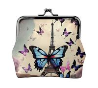 Romantico Paris Eiffel piccoli portafogli donna, portafogli da donna, portamonete da donna, piccolo portafoglio da donna, con cerniera e blocco bacio, nero, Taglia unica, Art Deco