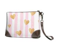 Romantico pochette da donna in pelle con cuore dorato, borsa da polso per San Valentino, con cinturino staccabile, borsa da sera, portafoglio lungo da donna, per matrimoni, feste, viaggi, affari