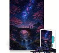 Romantico ponte con cascata e cielo stellato, puzzle da 1000 pezzi per ragazzi, gioco di logica, divertimento al chiuso, bordo premium, regalo memorabile (38x26cm)