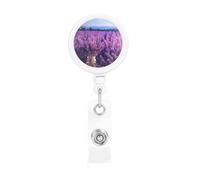 Romantico porta badge retrattile con bobina di lavanda, clip divertenti per infermiere, insegnanti, forniture per ufficio, in plastica leggera, con clip per cintura