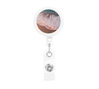 Romantico porta badge retrattile da spiaggia, resistente, con clip per cintura, cordini retrattili, porta carte d'identità con portachiavi, clip per badge per ufficio, infermiera, dipendente