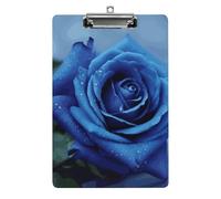 Romantico portablocco con rosa blu, in acrilico, carino e alla moda, decorativo, 31,8 x 21,6 cm, formato A4, clip in acrilico per classe, insegnanti, forniture per ufficio