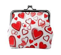Romantico portamonete da donna con stampa a cuore rosso e chiusura a bacio, per monete, carte e piccoli oggetti