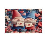 Romantico puzzle di San Valentino gnomo per adulti 1000 pezzi, puzzle 3D in legno con rose e cuore, decorazioni per la casa e l'intrattenimento