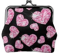 Romantico rosa cuore pietre portamonete in pelle, piccolo portamonete con chiusura a bacio chiusura fibbia portafoglio per ragazza regalo, Come nella foto, Taglia unica, Organizer per borse