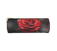Romantico rosa fiore stampato in pelle matita caso penna sacchetto matita sacchetto cosmetico trucco borsa ufficio Storage Bag per uomini donne, Romantico fiore di rosa, Taglia unica