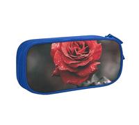 Romantico rosa fiore stampato matita sacchetto trucco gioielli scatola portatile scatola di immagazzinaggio viaggio gioielli caso nero, Blu, Taglia unica, Astuccio portamatite
