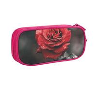 Romantico rosa fiore stampato matita sacchetto trucco gioielli scatola portatile scatola di immagazzinaggio viaggio gioielli caso nero, rosa, Taglia unica, Astuccio portamatite