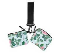 Romantico rosa rosa donne porta carte cambio titolare sottile portatile carta d'identità protezione con portachiavi per le donne 2 pezzi, Rosa rosa romantica, 1 size, Casual