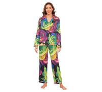 Romantico Rose colorate per San Valentino Set Pigiama Carino Classico Button Down Piuma Polsino Pigiama Donna Set Pigiama Festa Nuziale Set M pigiama de mujer manica lunga loungewear 2 pezzi lounge