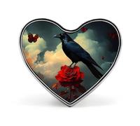 Romantico Rose Halloween Corvo Distintivo A Forma di Cuore Carino Spilla Spille Spille Distintivi per Zaino Giacche Cappelli Decor