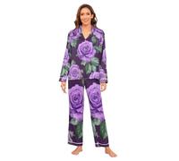 Romantico Rose viola per San Valentino Pigiama Set Comfort Gamba larga Piuma Polsino Carino Pigiama Set Singolo Partito M pigiama de mujer manica lunga loungewear 2 pezzi lounge pjs raso giù pj