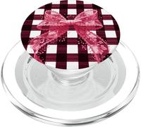 Romantico rosso a quadretti monocromatici pizzo stampa immagine & Bow PopSockets PopGrip per MagSafe