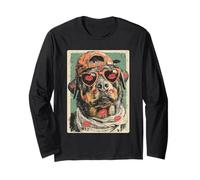 Romantico Rottweiler Cane in Occhiali da Sole Baci San Valentino Maglia a Manica