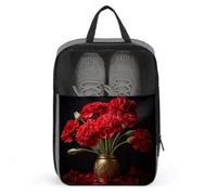 Romantico sacchetto per scarpe con garofano con chiusura a cerniera, borse con manico e portatile, borsa per scarpe resistente all'acqua essenziale da viaggio