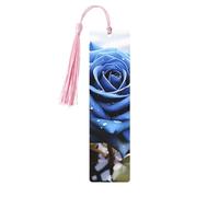 Romantico segnalibro in legno di rosa blu per uomini e donne che leggono segnalibri in legno unici fatti a mano con nappa ciondolo segnalibro artigianale per amanti dei libri regalo di compleanno