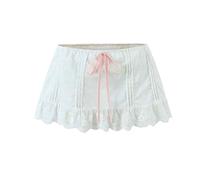 Romantico set due pezzi da donna con lacci - top con scollo a V e gonna a vita alta, Gonna Bianca, M