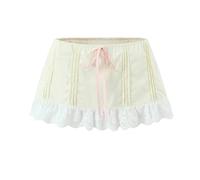 Romantico set due pezzi da donna con lacci - top con scollo a V e gonna a vita alta, Gonna gialla, S