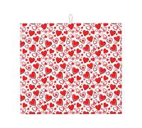 Romantico tappetino scolapiatti con stampa a cuore rosso per cucina assorbente riutilizzabile tappetino lavello rack utensili tavolo