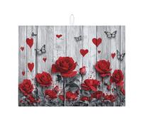 Romantico tappetino scolapiatti per bancone della cucina, tappetino assorbente vintage floreale scolapiatti tappetino scolapiatti in microfibra con farfalla primaverile per decorazione bancone della