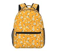 Romantico Torre Eiffel Parigi, zaini per computer portatile per viaggi e lavoro, borse leggere per libri per uomini e donne, Fiori Gialli Margherita Retro, One Size, Zaino daypack