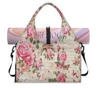 Romantico Torre Eiffel Sport Duffle Bag con scomparto per scarpe Weekend Pernottamento Borse Tote Cabin Bagaglio per Palestra Yoga Viaggi, Colore, L, Borsone da viaggio
