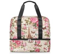 Romantico Torre Eiffel Sport Duffle Bag per Donne Uomini Kirls Ragazzi Ragazze 21 L Weekend Pernottamento Borse Bagnato Separato Tote Bag per Viaggi Palestra Yoga, Colore, Grande, Organizer per borse