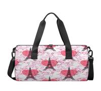Romantico Torre Eiffel Sport Palestra Borsa Allenamento Leggero Borsone a Spalla Borsa Weekender Borsa da Viaggio per Uomo e Donna (San Valentino), Torre Eiffel romantica, 17.6(L) x 9(W) x 9(H) inch