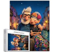 Romantico vecchio coppia 1000 pezzi puzzle per adulti gondola notte scena arte puzzle impegnativo giochi di attività familiari colorato fai da te puzzle per la decorazione della casa regali 50 x 68 cm