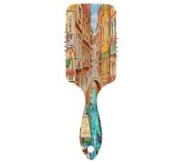 Romantico Veneziano Canal Scene Gondole Spazzola Pettine, Spazzola Districante Capelli Pettine Capelli Ricci Donne