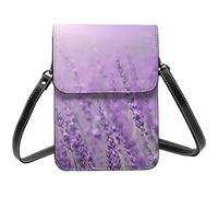 Romantico viola lavanda peloso furetto borsa a tracolla per cellulare da donna, portafoglio piccolo per cellulare stampato in pelle PU