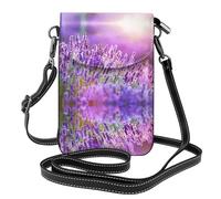 Romantico viola lavanda stampa piccola borsa per cellulare - Borsa a tracolla, design in pelle per uso quotidiano, viaggi e shopping, Romantico viola lavanda, Taglia unica