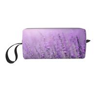 Romantico viola lavanda stampa toilette borsa per le donne formato da viaggio carino viaggio toilette borsa trucco borsa organizer sacchetto, bianco, Taglia unica