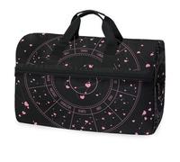 Romantico Zodiac Pink Travel Duffel Bag per uomini, donne, ragazzi, ragazze, adolescenti, borsa sportiva oversize con scomparto per scarpe durante la notte, fine settimana, yoga, allenamento, borsa da