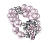 Romantics Crucifix Anelli elasticizzati in acciaio inox ipoallergenico con perle artificiali per anniversari, come descritto