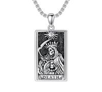 ROMANTICWORK Santa Muerte Collana in argento sterling 925 con santa morte Grim Reaper per Halloween, Natale, regalo di compleanno per uomini e donne, Argento sterling, Nessuna pietra preziosa