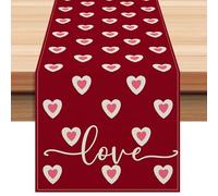 Romantique Love Heart Table Runner - Decorazione da tavolo rossa per tavolo da pranzo, tavolino da caffè, bancone e tavolo da tè | accento tavolo di San Valentino ideale per creare un'atmosfera calda