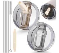 ROMANVIC Stanley Cup Coperchio a prova di perdite, 2 pezzi di coperchio di ricambio rimovibile per tazza da 40 oz con 2 cannucce, 1 spazzola per cannuccia e 1 strumento di smontaggio, coperchio