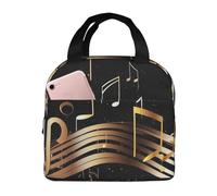 Romanzo Nota Musicale Borsa Pranzo Riutilizzabile Portatile Lunch Box A Prova Di Perdite Isolato Cooler Lunch Tote Bag Con Tasca Frontale Per Donne Uomini Viaggi Picnic Uff