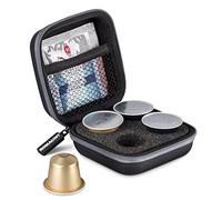 ROMAUNT Custodia Portatile da Trasporto Compatibile con Capsule di Caffè Nespresso,Guscio Duro PU Protettivo Borsa di Stoccaggio,Partner di Viaggio di Minipresso,Nanopresso(4 Cialde)