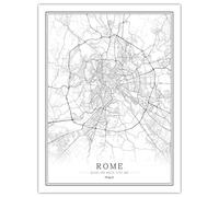 ROME Bianco Stampa 3D dipinto su tela con mappa della città 50x60 cm Modello di mappa artistica linea creativa, pittura su tela per decorazione domestica con immagine artistica da parete