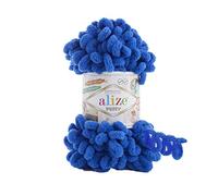 Rome Yarn Alize Puffy - Filato per lavorare a maglia, con passanti senza aghi, 100 g, poliestere, blu reale