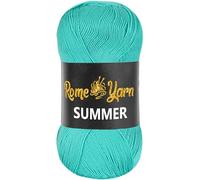 Rome Yarn Filato estivo, effetto seta, 100 g, 350 m, 100% microfibra, filato acrilico, anti-pelucchi, filato per lavori a maglia a mano, filo per lavori artistici e all'uncinetto, colore verde vivo (1