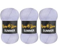 Rome Yarn Filato estivo, effetto seta, 100 g, 350 m, 100% microfibra, filato acrilico anti-pelucchi, filo per lavori artistici all'uncinetto, confezione da 3 pezzi, 714 lilla chiaro